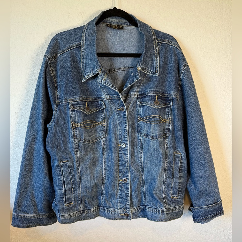 Ashley Stewart Denim Jacket 22W Plus Size Stretch Jean Jacket
